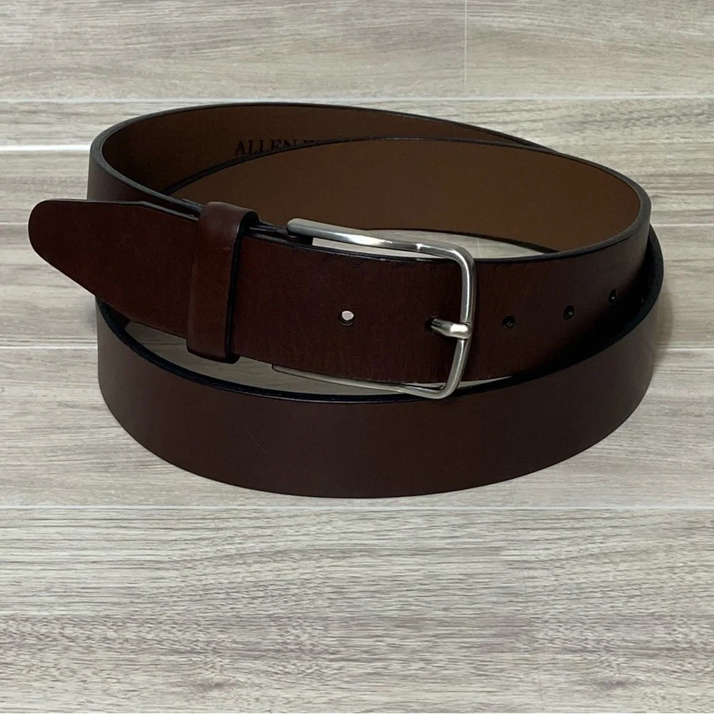 ALLEN EDMONDS / Mens Italian Calf Skin Brown Leather Belt Size 44